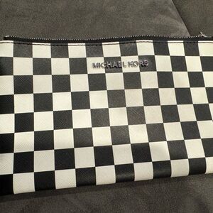 Michael Kors black and white checkered wristlet black and white